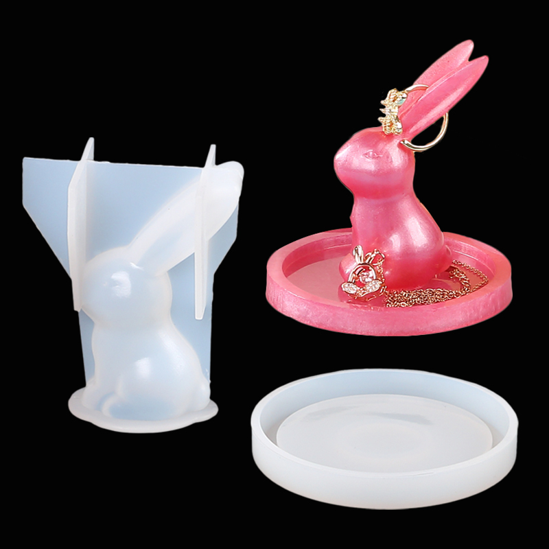 2Pcs 3D Bunny Ring Holder Sili - Art Craft Rabbit recension och pris